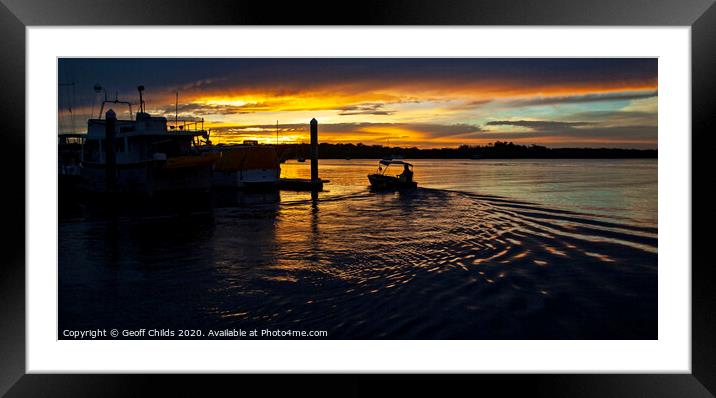 Stormy nautical marina sunset seascape.   Framed Mounted Print by Geoff Childs
