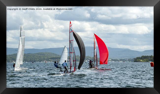 Children sailing racings sailboats. Framed Print by Geoff Childs