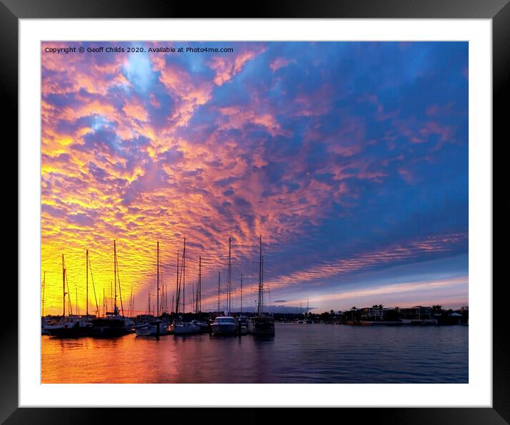  Golden cloud nautical sunset silhouettes.  Framed Mounted Print by Geoff Childs