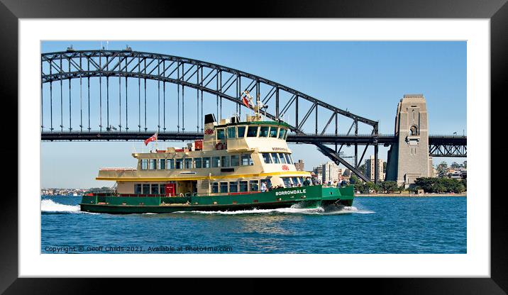 The BORROWDALE  Ferry on Sydney Harbour.  Framed Mounted Print by Geoff Childs
