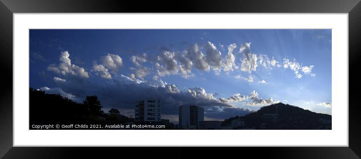 White Cumulus Cloud in Blue Sky Framed Mounted Print by Geoff Childs