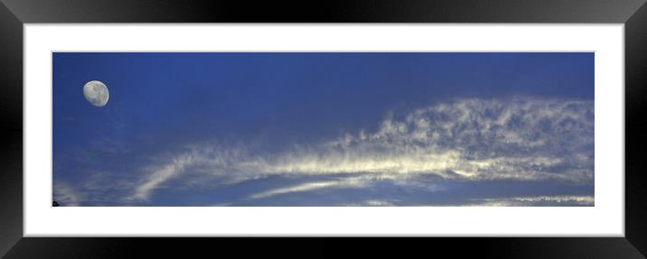 White Cirrus Cloud in Blue Sky Framed Mounted Print by Geoff Childs