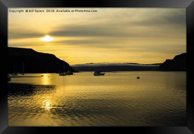 Portree Harbour Sunrise Framed Print by Bill Spiers