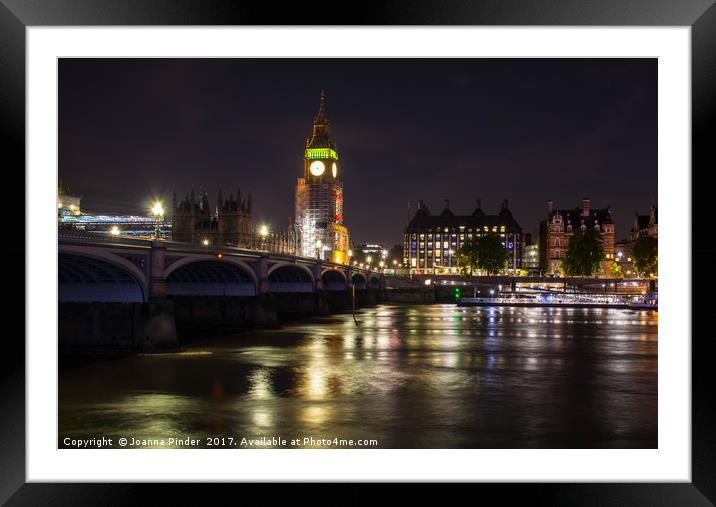 London at night Framed Mounted Print by Joanna Pinder