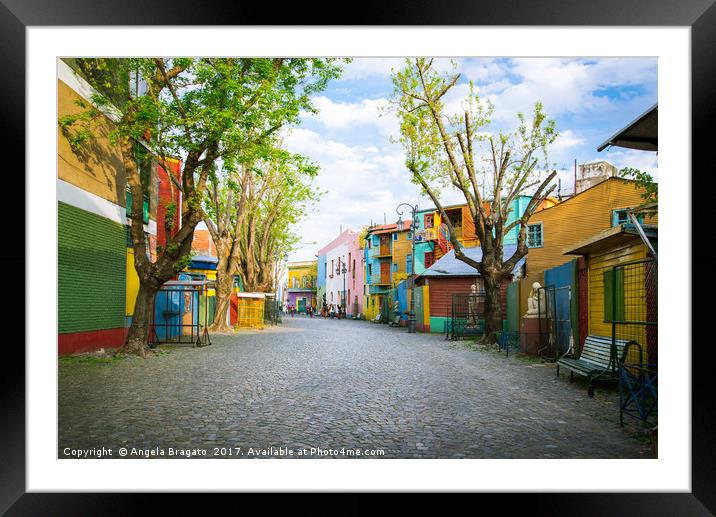 The colourful "Caminito" in Buenos Aires  Framed Mounted Print by Angela Bragato