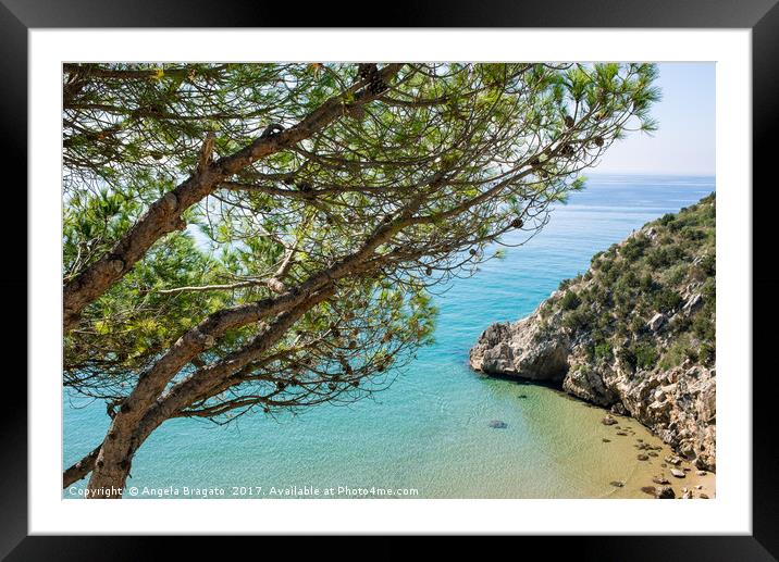 Mediterranean sea view Framed Mounted Print by Angela Bragato