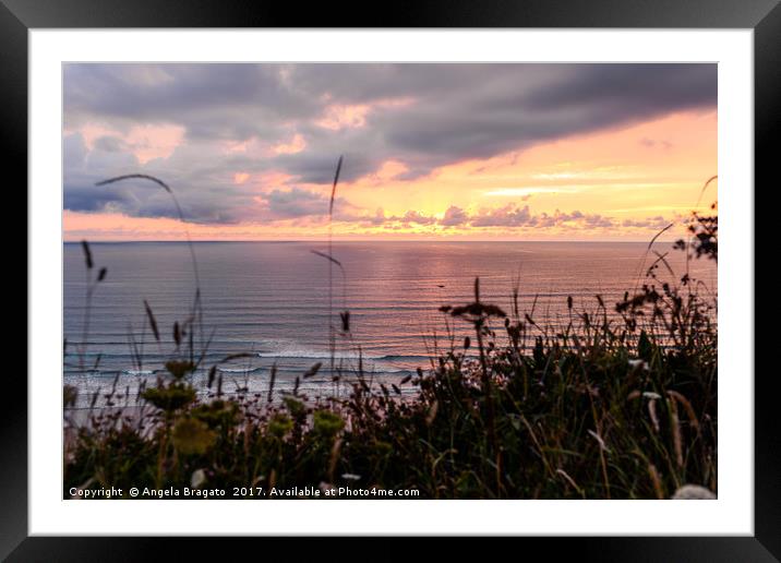 Sunset in Cornwall Framed Mounted Print by Angela Bragato