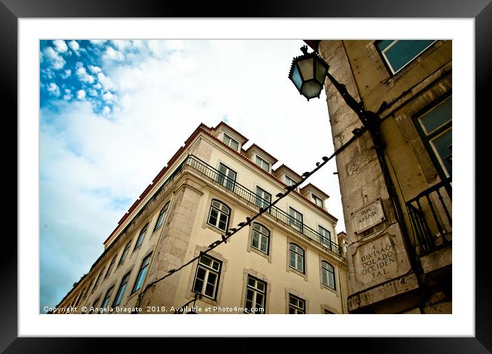 Lisbon colors at the famous Rua Augusta Framed Mounted Print by Angela Bragato