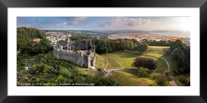 Oystermouth Castle overlooking Swansea Bay. Framed Mounted Print by Chris North