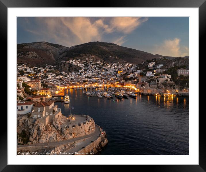 Hydra Sunset. Framed Mounted Print by Chris North