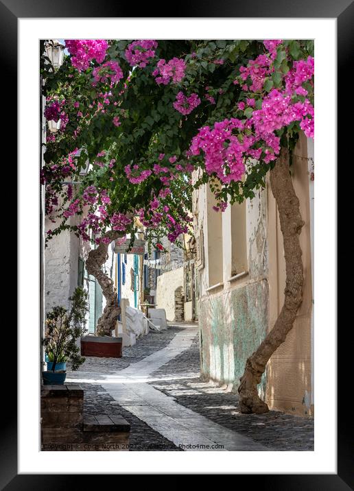 Backsreet of Ano Syros Greek islands. Framed Mounted Print by Chris North