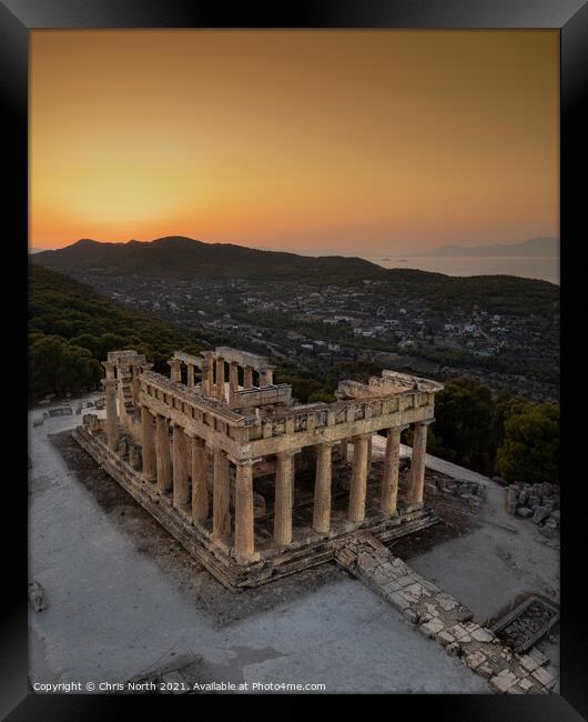 The Temple of Aphaia Sunset. Framed Print by Chris North