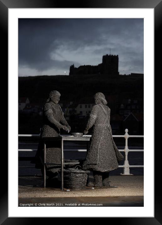 The Whitby Herring girls statue. Framed Mounted Print by Chris North