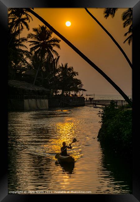 Goa beach sunset. Framed Print by Chris North