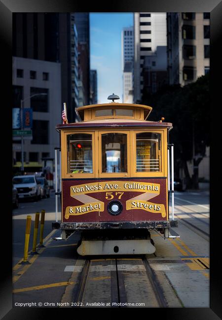 Trolley bus on California Street San Francisco., USA. Framed Print by Chris North