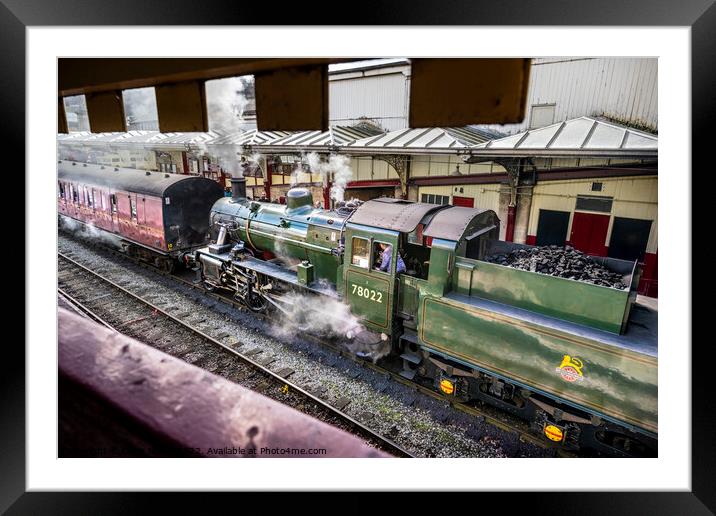 Steam engine shunting, Worth Valley Railway station. Framed Mounted Print by Chris North