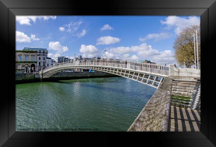 Half penny bridge over the river Liffey, Dublin. Framed Print by Chris North