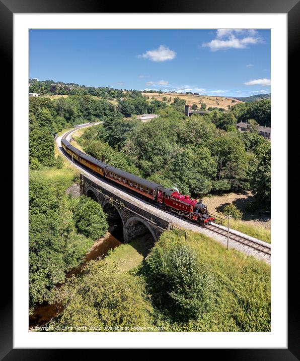The little red train, Ivatt Class  on the Keighley and Worth Valley Railway. Framed Mounted Print by Chris North