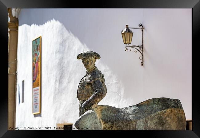 Statue of a matador, Torero, in Ronda. Framed Print by Chris North