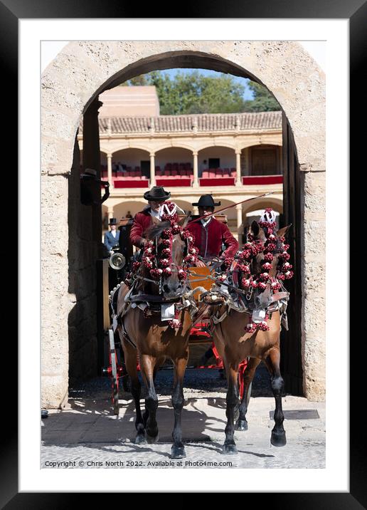 Ornate horse drawn carriage at Rhonda bullng. Framed Mounted Print by Chris North