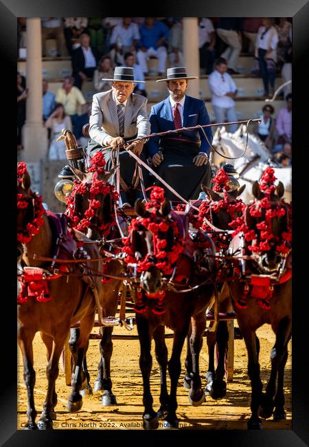 Horse drawn carriage at Ronda Goya festival. Framed Print by Chris North