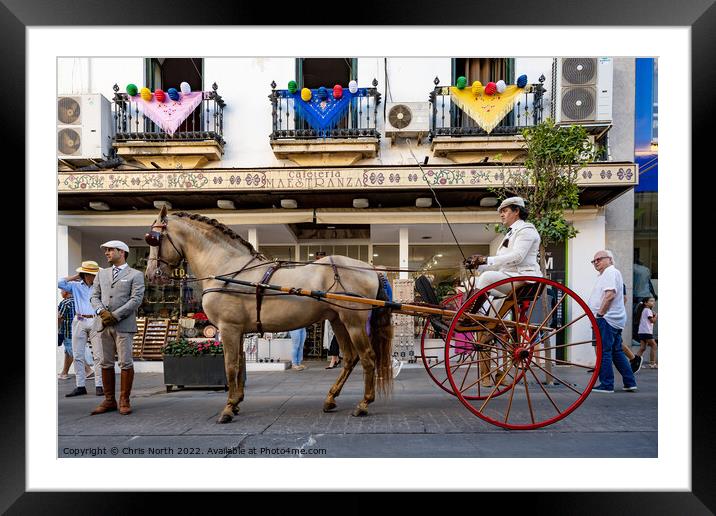 Horse and buggy in Ronda Spain. Framed Mounted Print by Chris North