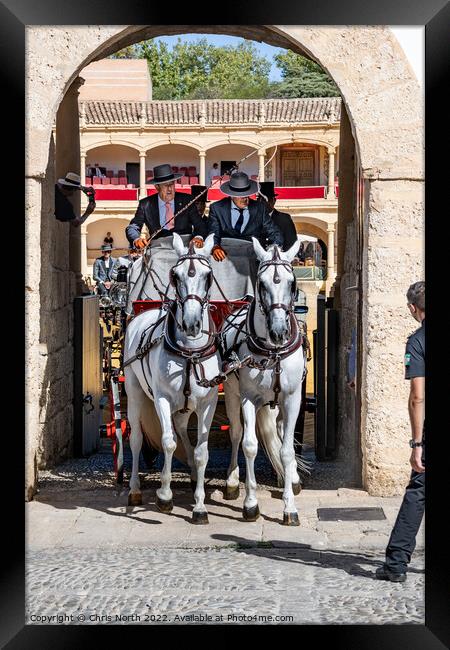 Andalusian horse and carriage. Framed Print by Chris North