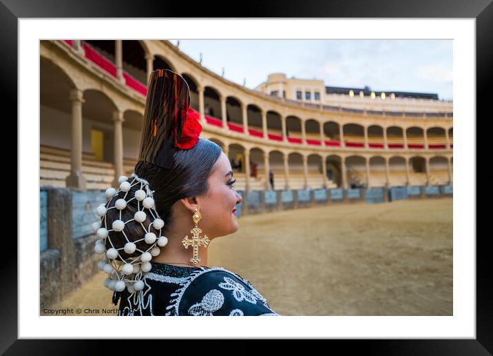 Traditional Spanish headdress. Ronda Spain. Framed Mounted Print by Chris North