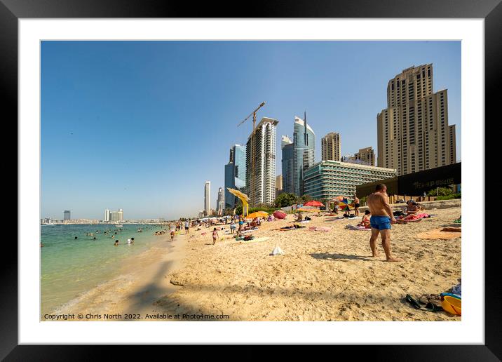 JBR Beach, Dubia. Framed Mounted Print by Chris North