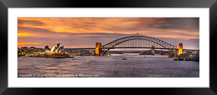 Sidney Harbour Opera House and bridge. Framed Mounted Print by Chris North