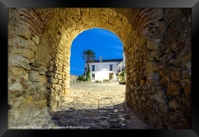 Castella Del Frontera fortified entrance. Framed Print by Chris North