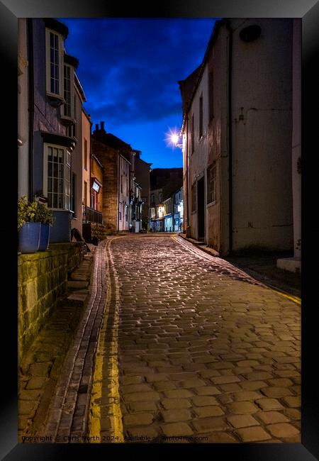 The  cobbled streets of Staithes.  Framed Print by Chris North