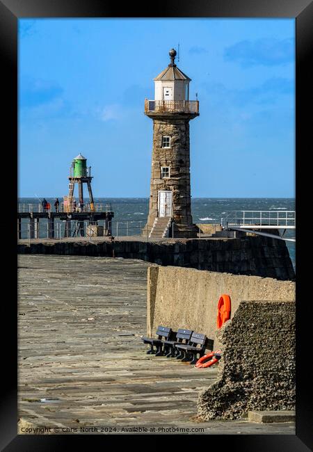 Whitby historic harbour entrance. Framed Print by Chris North