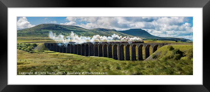 Ribblehead viaduct and the Waverley Steam train. Framed Mounted Print by Chris North