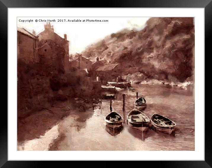Staithes Harbour at flood tide. Framed Mounted Print by Chris North