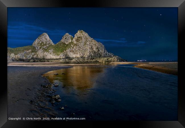 Three Cliffs Bay Gower. Framed Print by Chris North