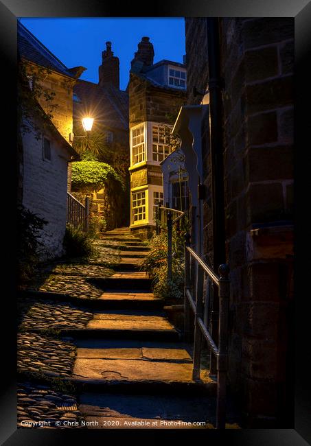 Robin Hoods Bay at twilight. Framed Print by Chris North