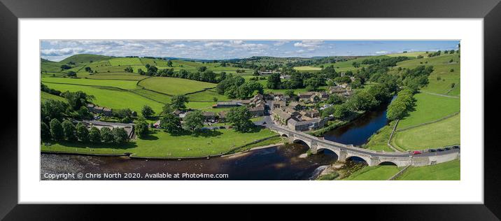 Burnsall village and the river Wharfe Framed Mounted Print by Chris North