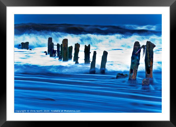 Groynes at Sandsend near Whitby Framed Mounted Print by Chris North