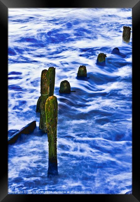 Groynes at Sandsend near Whitby Framed Print by Chris North