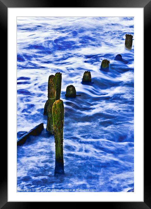 Groynes at Sandsend near Whitby Framed Mounted Print by Chris North