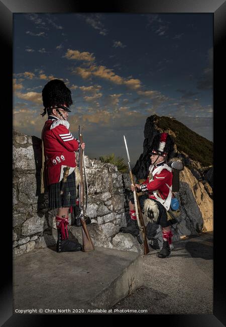 Highland Regiment defends the upper Rock of Gibral Framed Print by Chris North