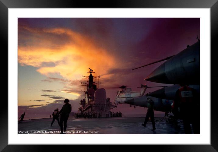 Night flying, HMS Ark Royal. Framed Mounted Print by Chris North