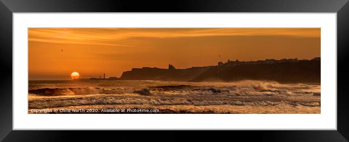 Sunrise over Whitby viewed from Sandsend. Framed Mounted Print by Chris North