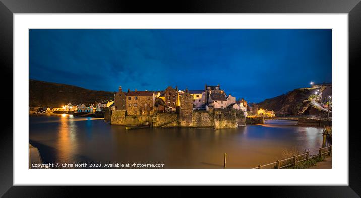 Staithes harbour at flood tide. Framed Mounted Print by Chris North