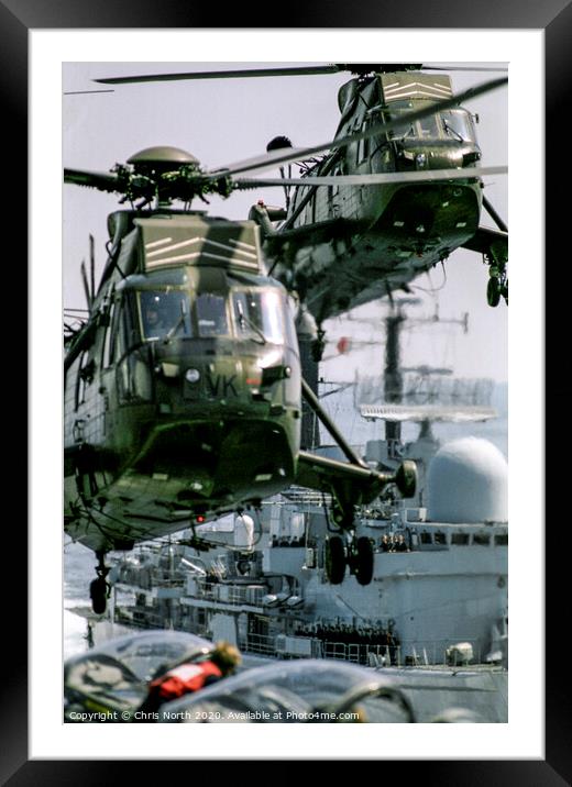 Seaking Mk4  helicopter in close formation Framed Mounted Print by Chris North