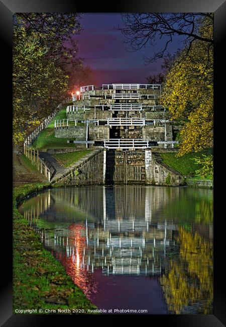 Bingley Five Rise Locks, Bingley.  Framed Print by Chris North