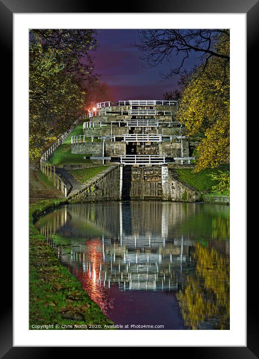 Bingley Five Rise Locks, Bingley.  Framed Mounted Print by Chris North