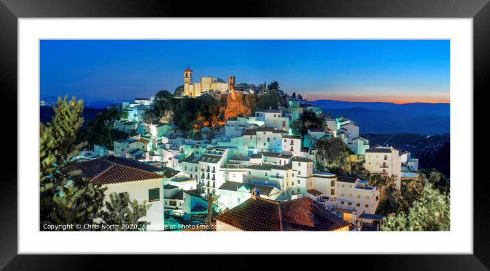 The white mountain village of Casares. Framed Mounted Print by Chris North