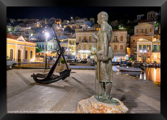 Statue to a sponge diver. Framed Print by Chris North